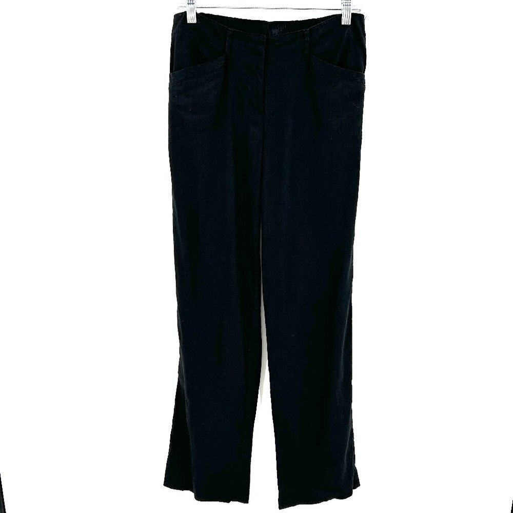 J. JILL Black Linen Stretch Straight Leg Lightweight Pants Size 4